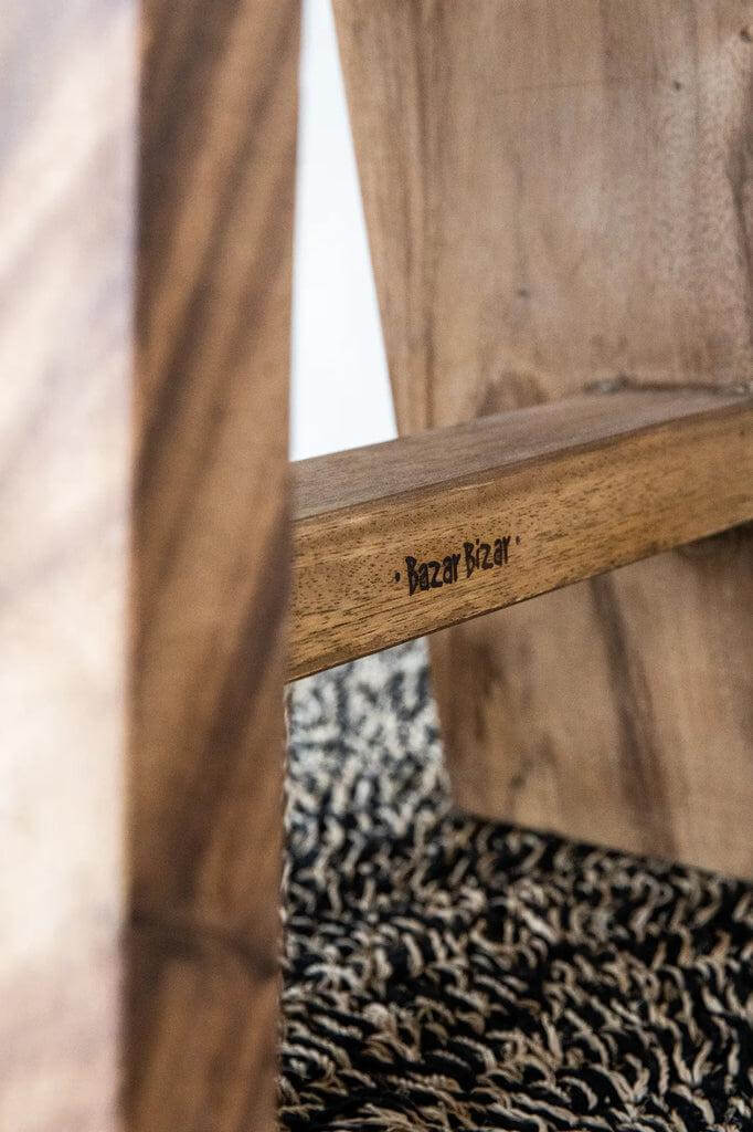 Houten seagrass tapijt in zwart natuurlijk design, ideaal voor keuken, leefruimte of overdekt terras, 100 cm breed en lang.