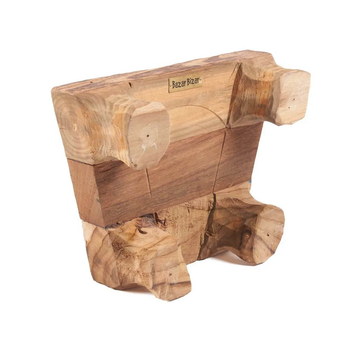 Bohemian Yummy Tray made of natural textured teakwood; perfect for stylishly serving treats with unique grain patterns.