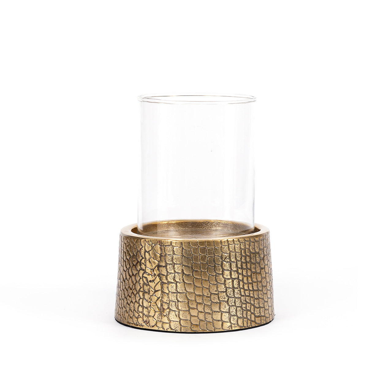 De Croco Kaarsenhouder met Glas - Messing - L