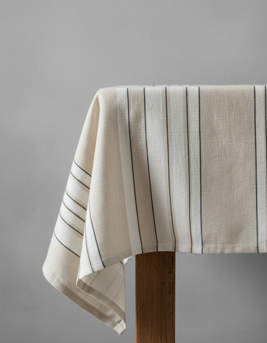 Provence tafelkleed - naturel zwart wit - 150x250