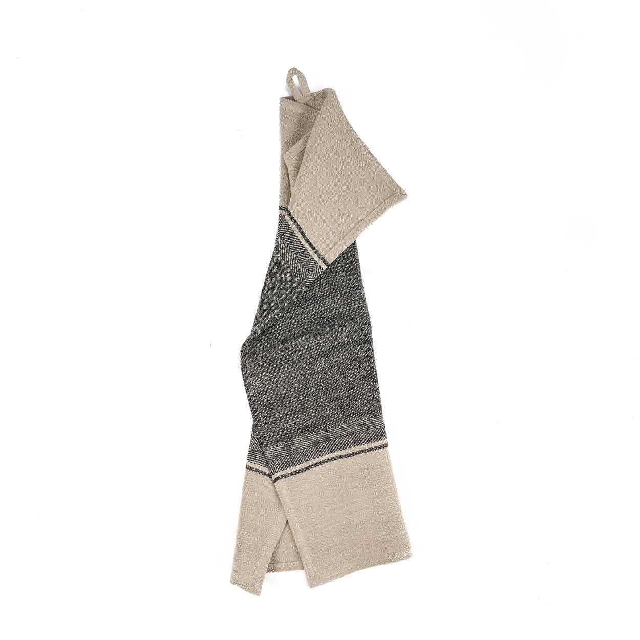 Linnen Moody keukendoek - naturel/zwart - 50x70 cm