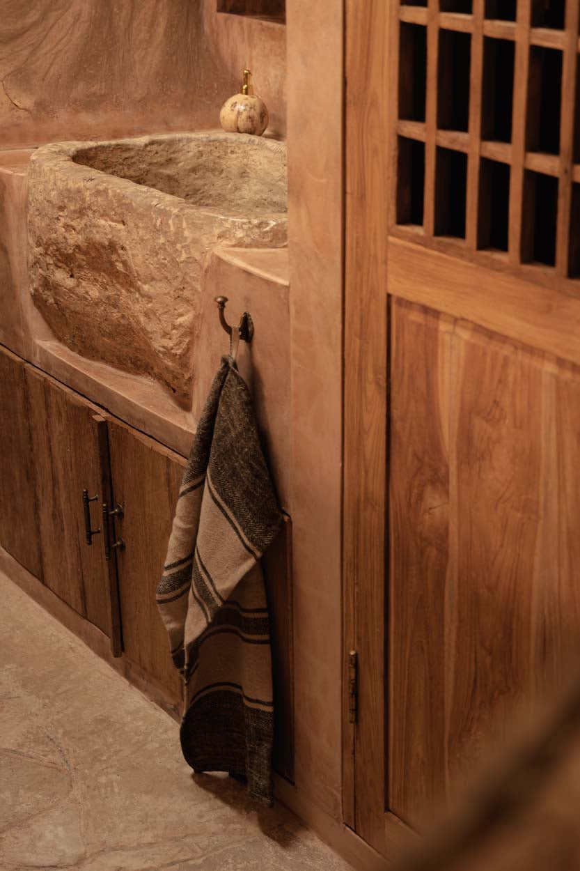 Linnen Smudge keukendoek - naturel/zwart - 50 x 70 cm