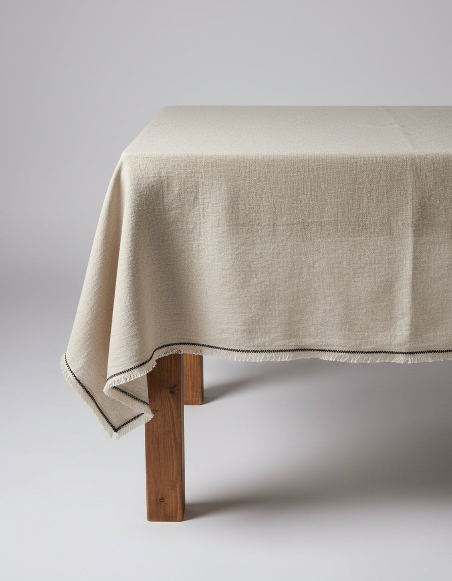Toscaanse tafelkleed - naturel zwart - 150x300