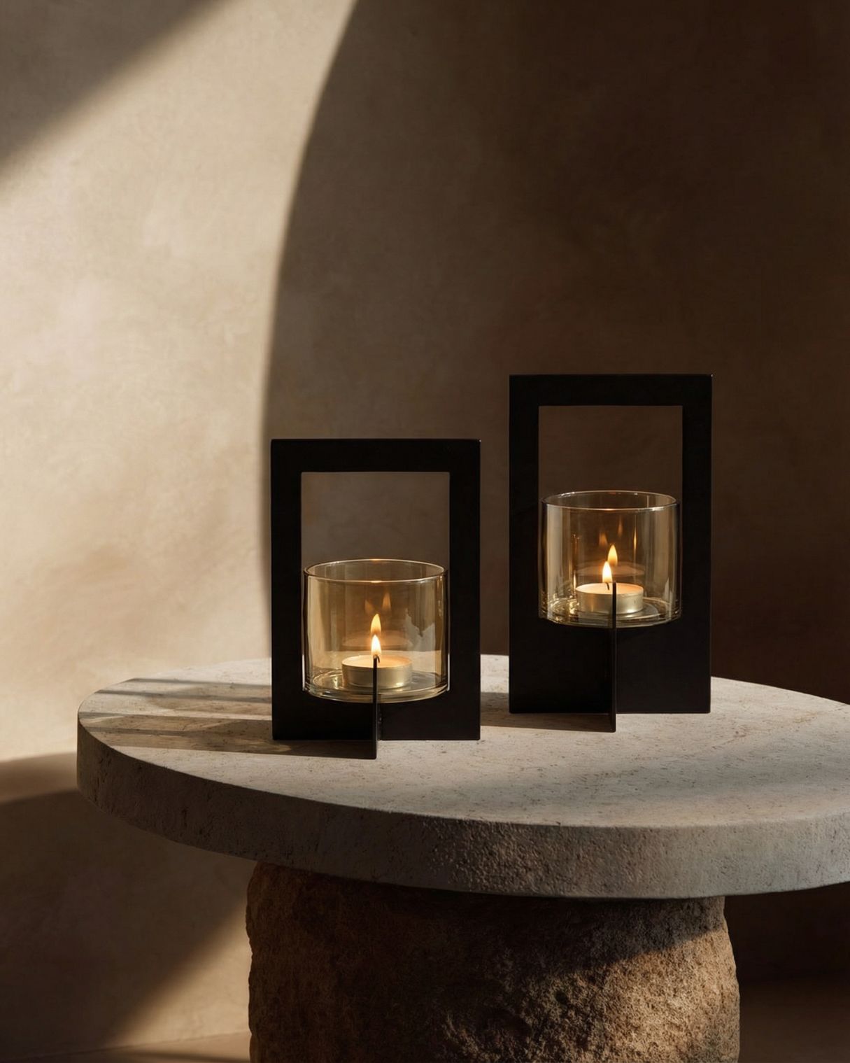 Het Hurricane windlicht met frame - Zwart - L