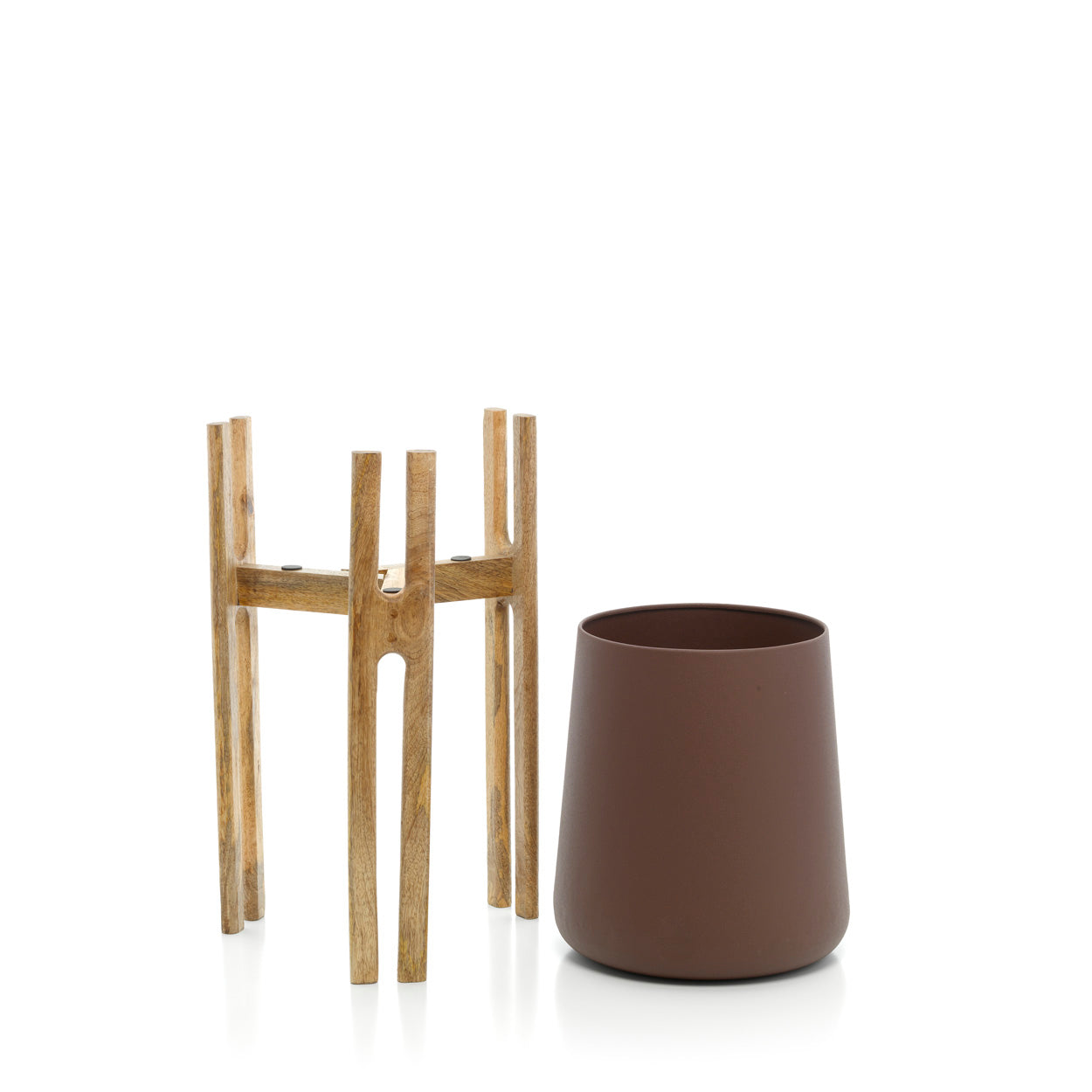 De gevorkte wortelplantenpot - naturel bruin - L