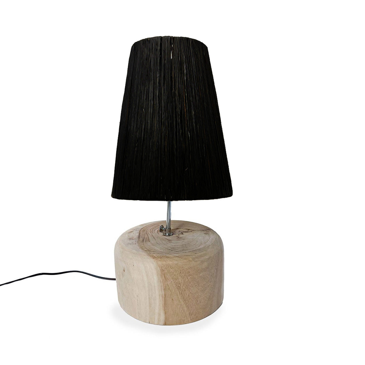 Raffia teakhouten tafellamp