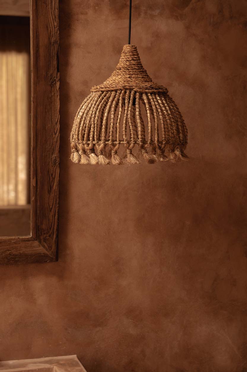 Abaca hanglamp Tassel 31 cm vanuit zijkant