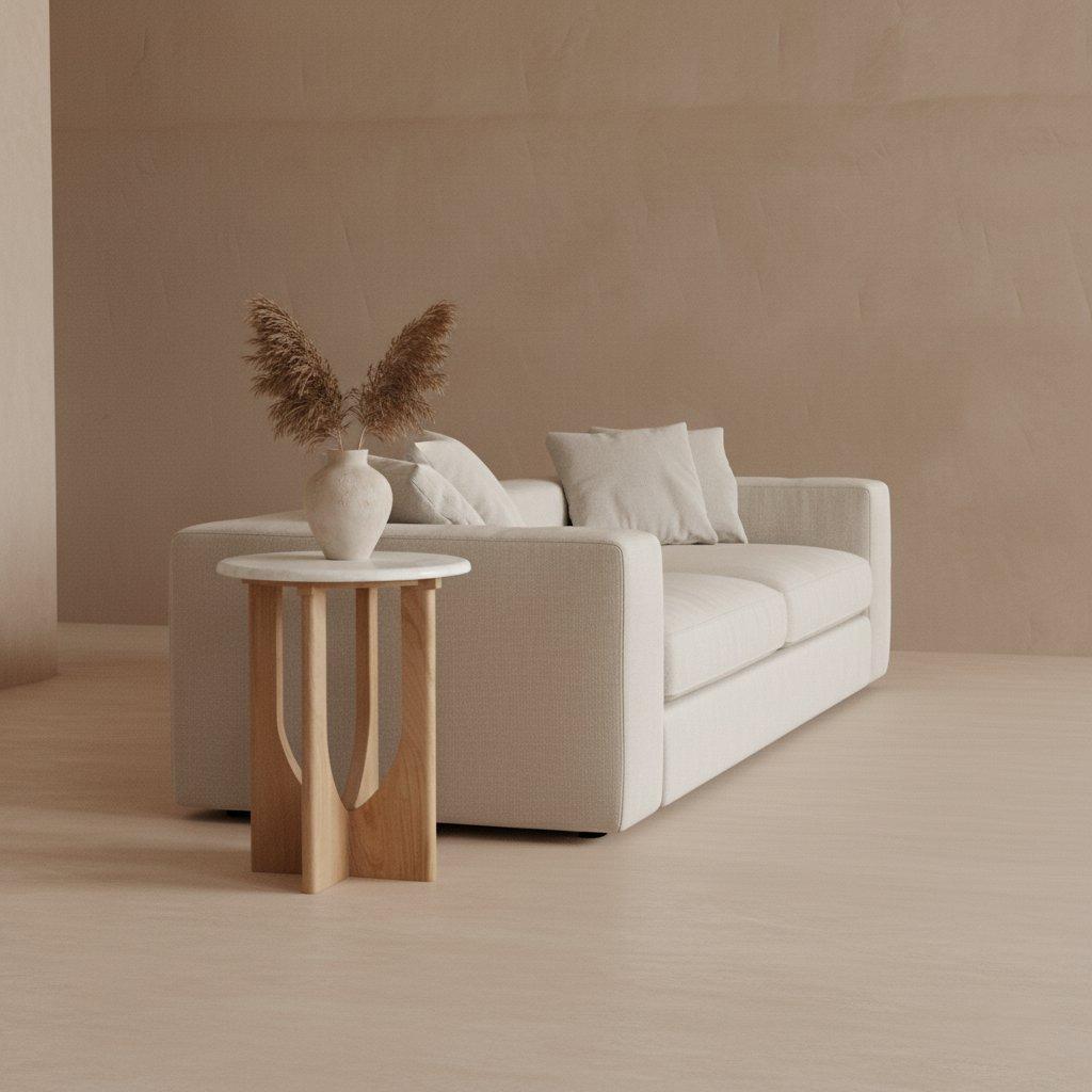 Kuching bijzettafel marmer wit - 30x30x50 cm-Raw Materials-Ik Hout ervan.