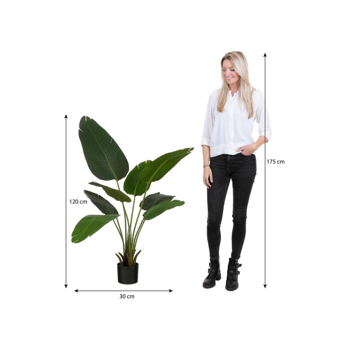 Kunstplant Bananenboom - H120 x Ø30 - Groen-Kunst planten-Mica Decorations-Ik Hout ervan.