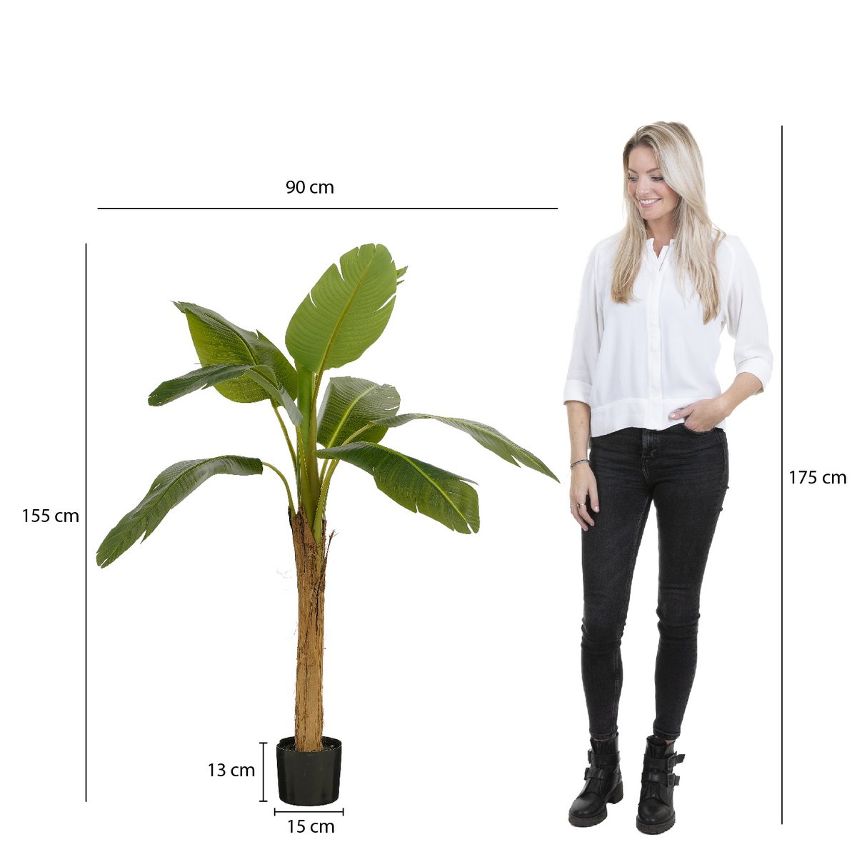 Kunstplant Bananenboom in Pot - H155 x Ø90 cm - Groen-Mica Decorations-Ik Hout ervan.