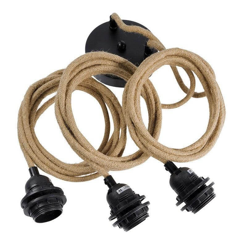 Plafondfitting voor drie hanglampen, E27, max 40W, in naturel kleur met 250 cm lengte, geschikt voor lampen aan plafond.