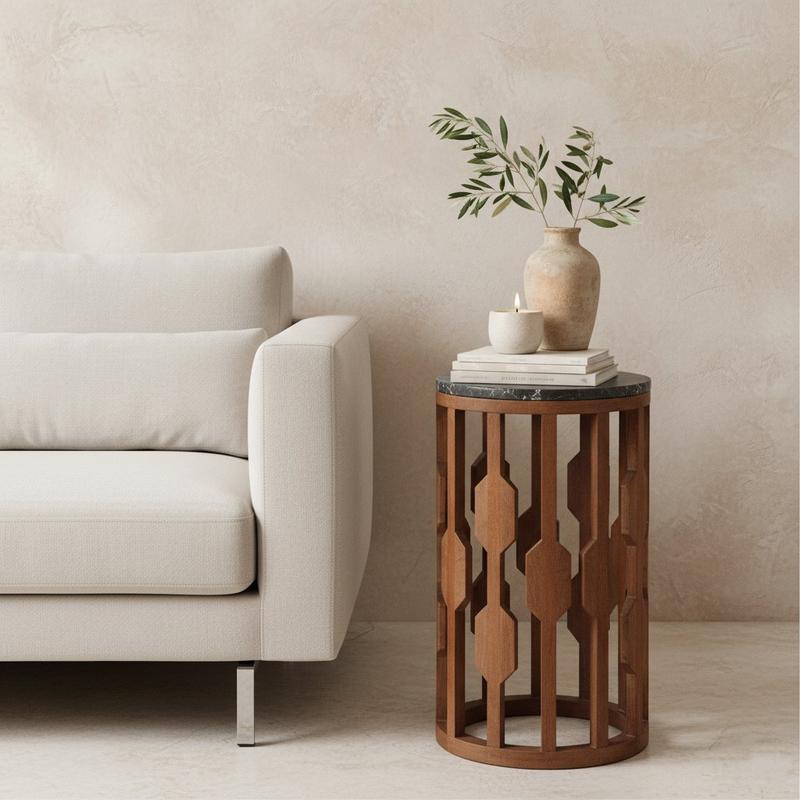 Lampung bijzettafel marmer zwart - 40x40x50 cm-Raw Materials-Ik Hout ervan.