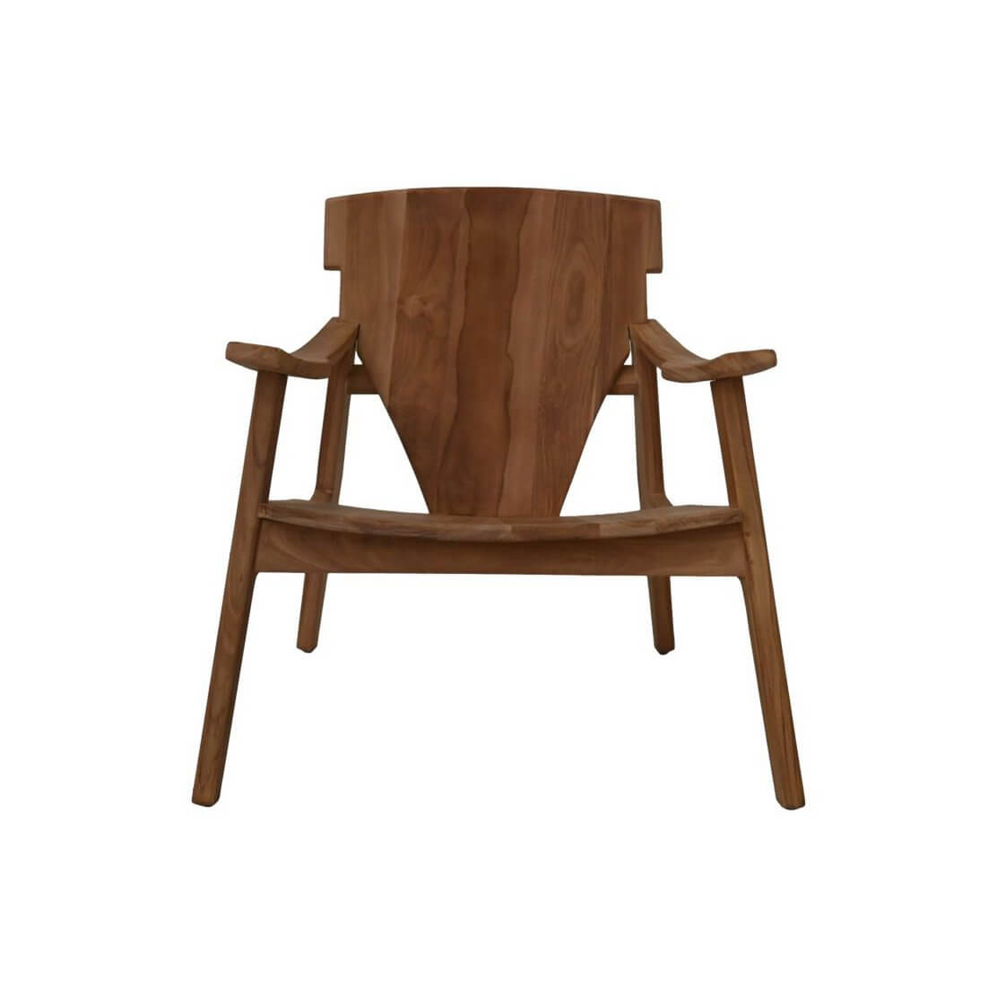 Loungestoel Garden Lana van teakhout, voor rustiek interieur, met natuurlijke houtpatronen en diepe zit. - HSM Collection