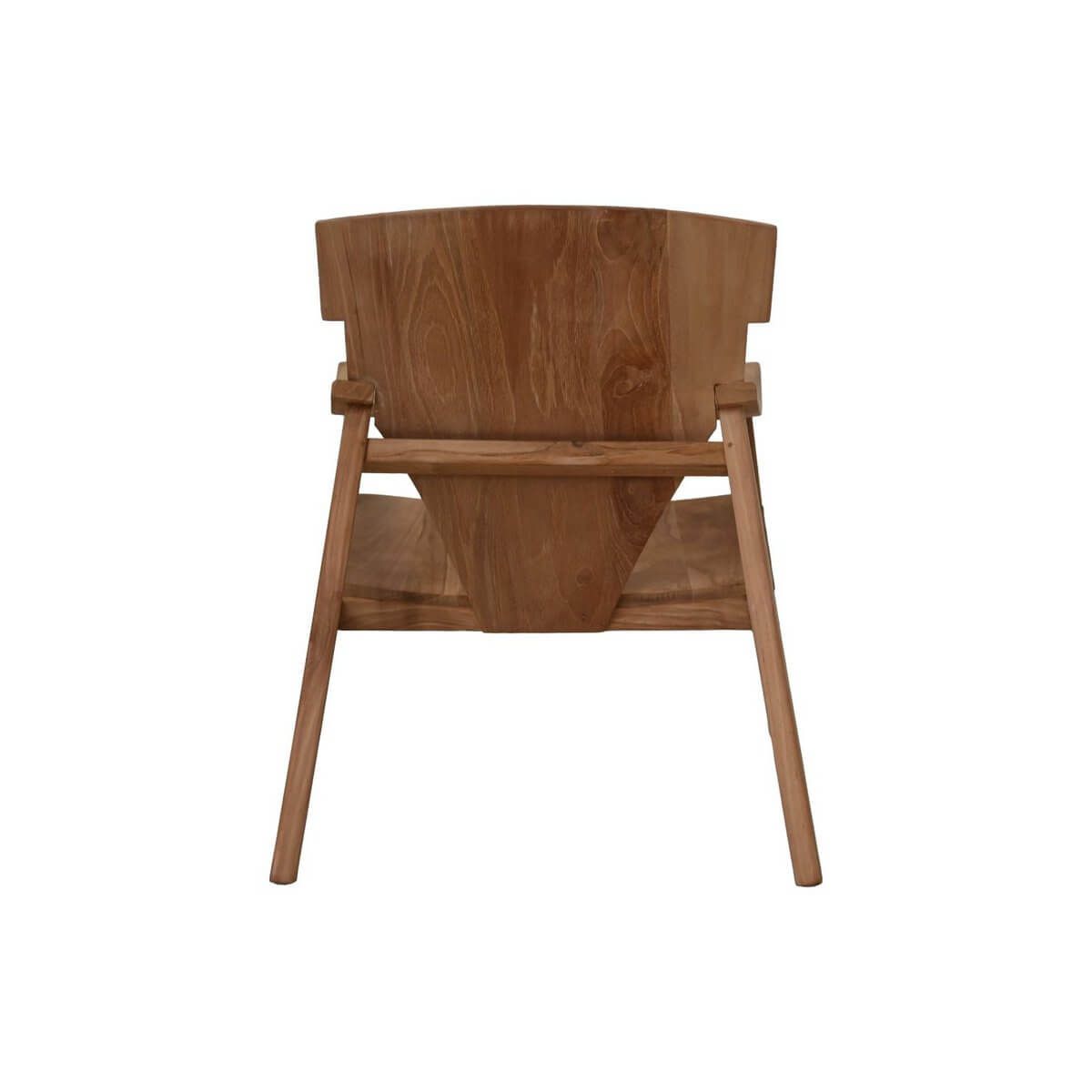 Achteraanzicht van Loungestoel Garden Lana in natuurlijk teakhout, toont de robuuste structuur en elegante afwerking.