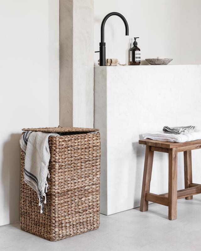 Waterhyacint wasmand Palawan naturel 60 x Ø33 cm