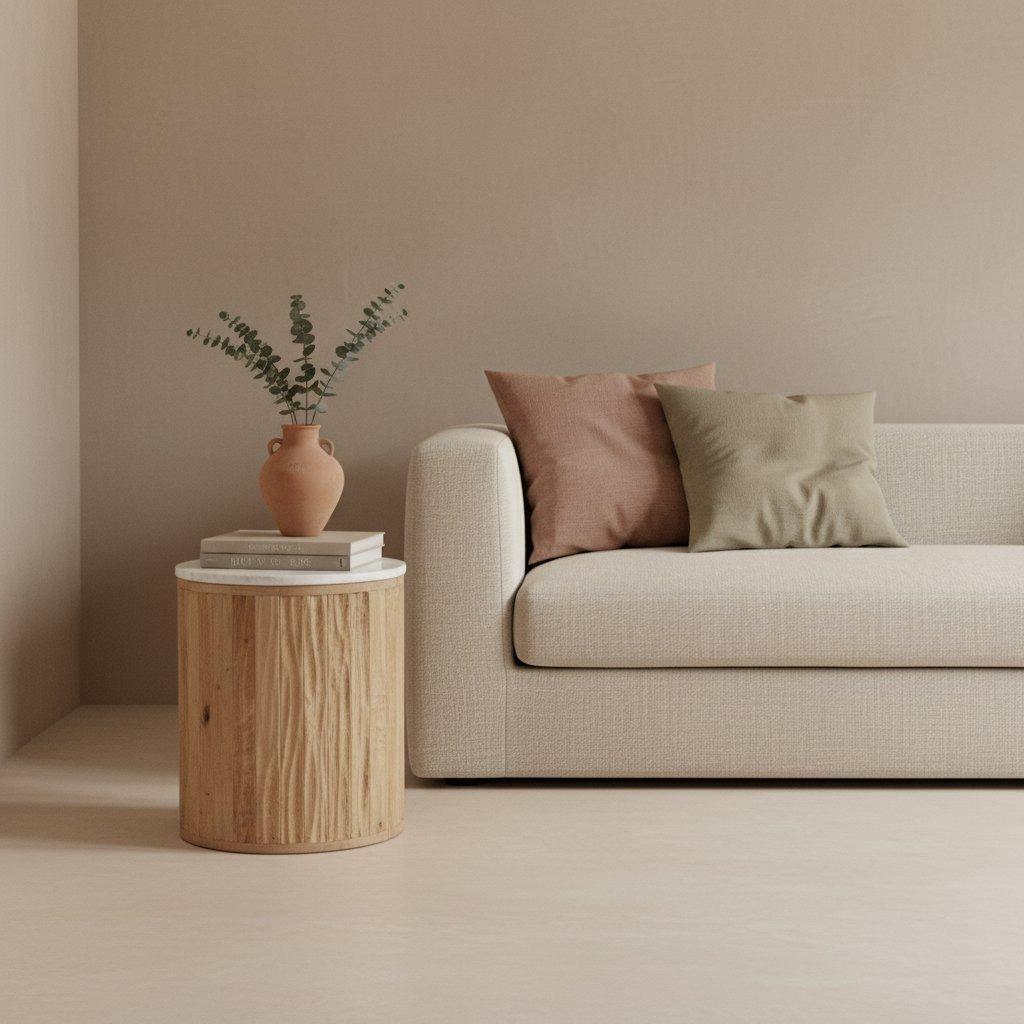 Malakka bijzettafel marmer wit - 40x40x50 cm-Raw Materials-Ik Hout ervan.