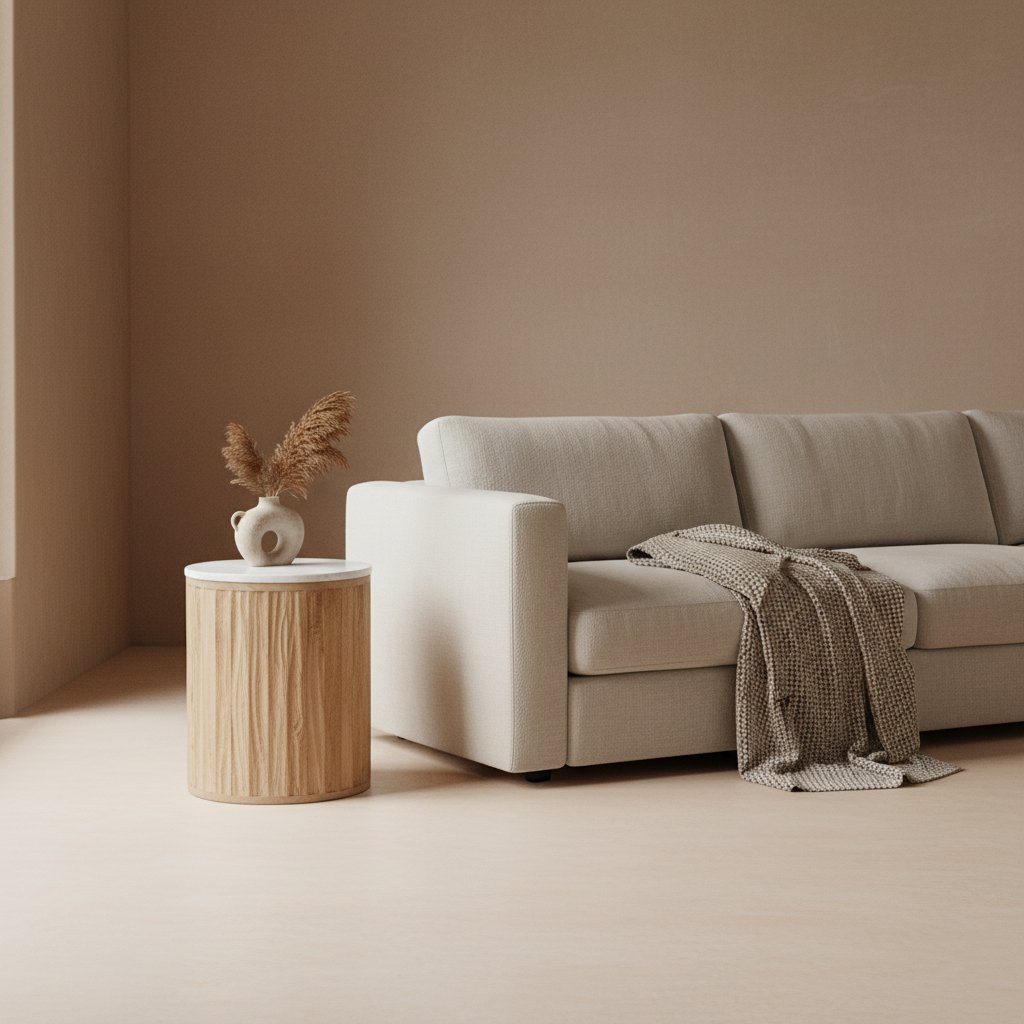 Malakka bijzettafel marmer wit - 40x40x50 cm-Raw Materials-Ik Hout ervan.