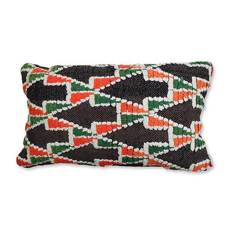 Marokkaans kussen P574, vintage Berber design met kleurrijk patroon, een handgemaakt kunstwerk voor je woon- of slaapkamer.