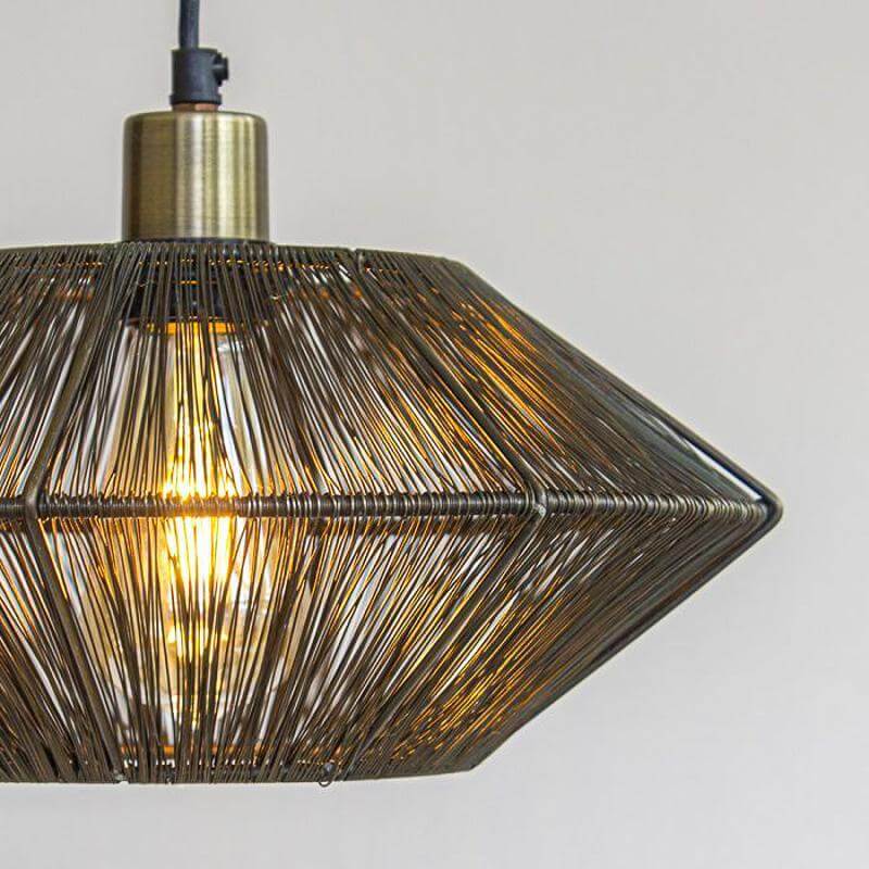 Zijaanzicht van metalen hanglamp severo bruin