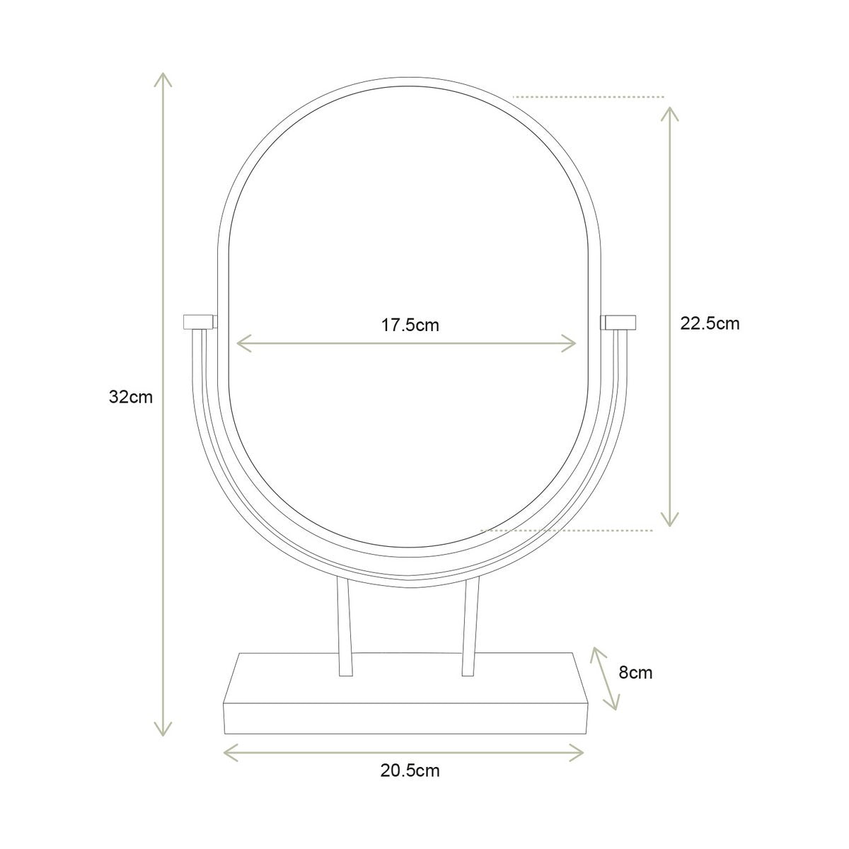 Mirror Oval on Stand Gold 20.3x31.1x8.5cm-boho musthaves-vtwonen-Ik Hout ervan.