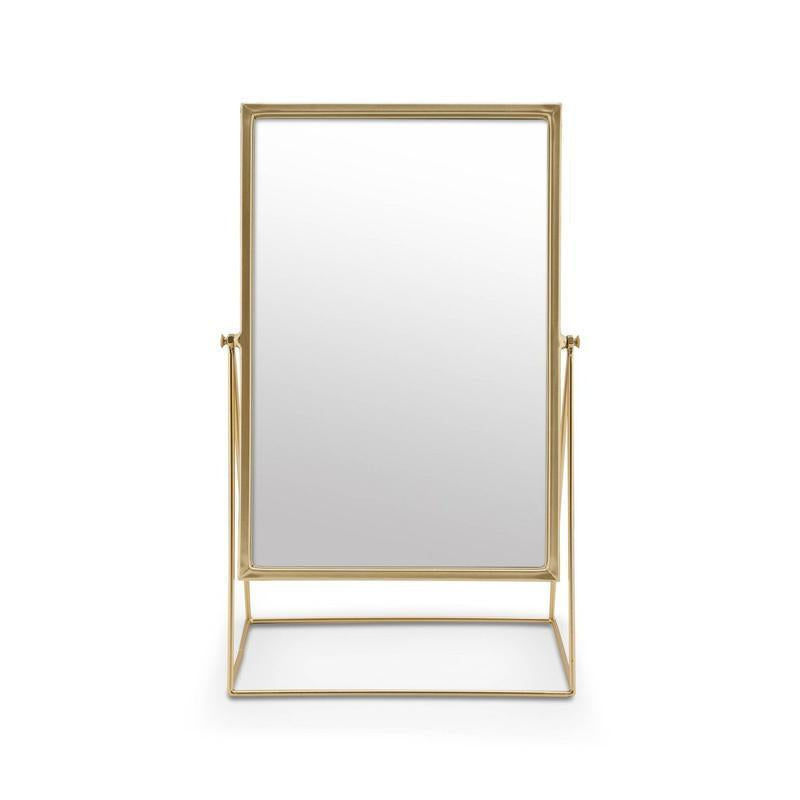 Mirror Rectangular on Stand Gold 26.5x42.7x14cm-boho musthaves-vtwonen-Ik Hout ervan.