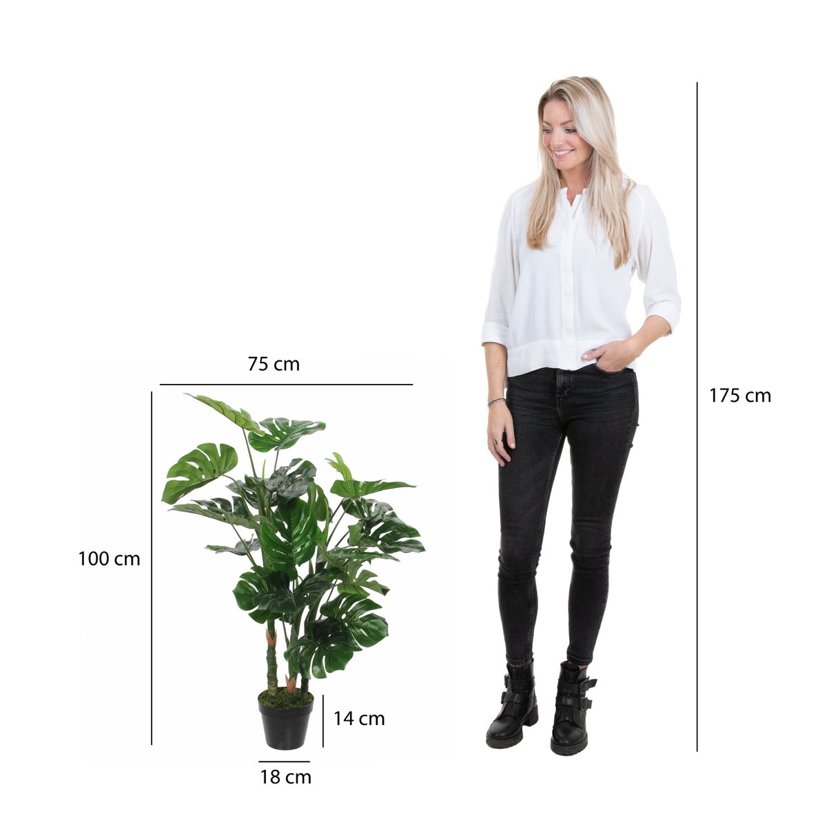 Monstera Kunstplant - H100 x Ø75 cm - Groen-Mica Decorations-Ik Hout ervan.
