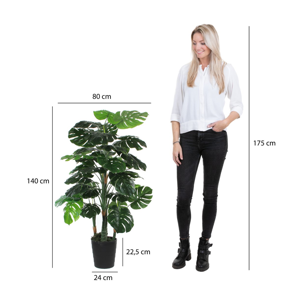 Monstera Kunstplant - H140 x Ø80 cm - Groen-Kunst planten-Mica Decorations-Ik Hout ervan.