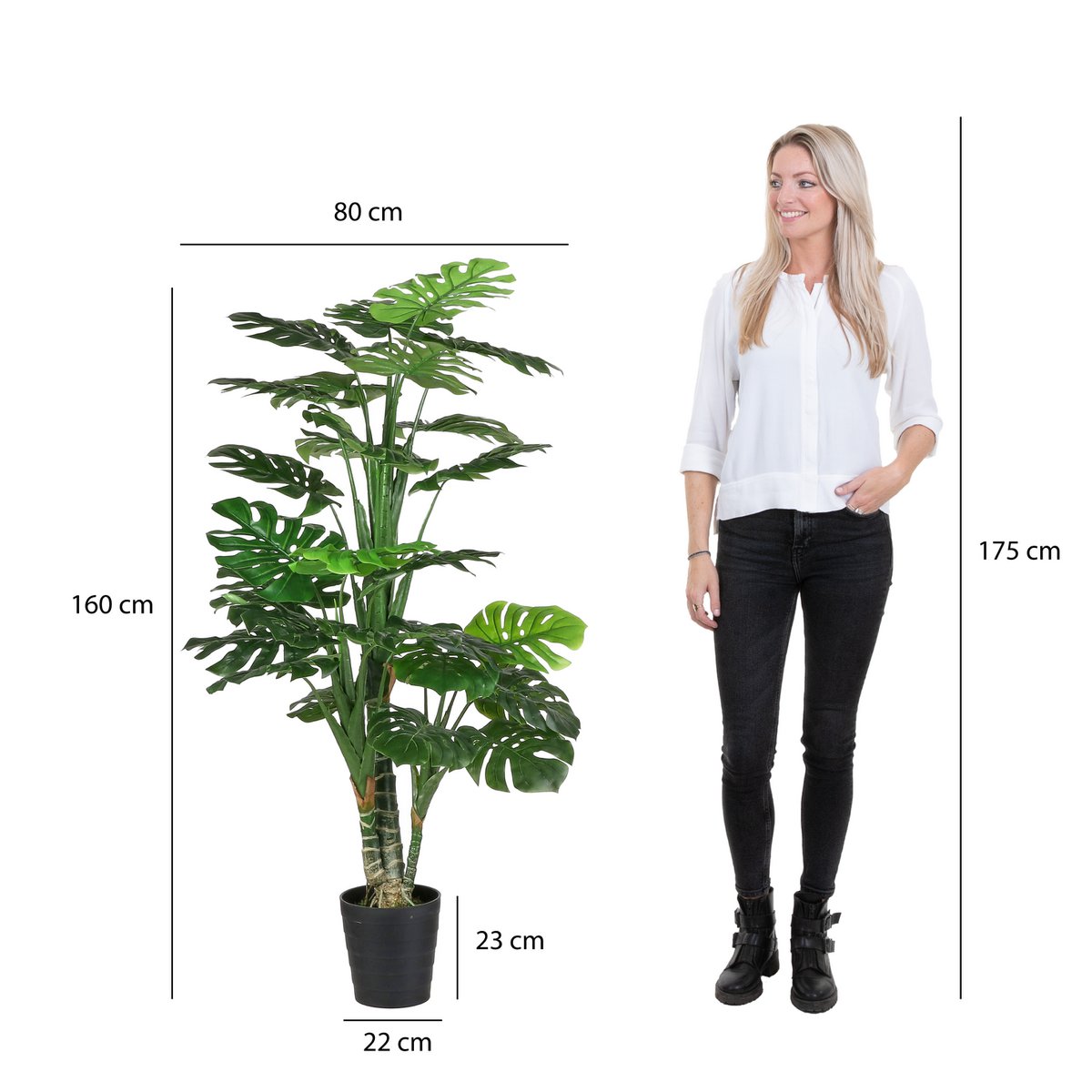 Monstera Kunstplant - H160 x Ø80 cm - Groen-Mica Decorations-Ik Hout ervan.