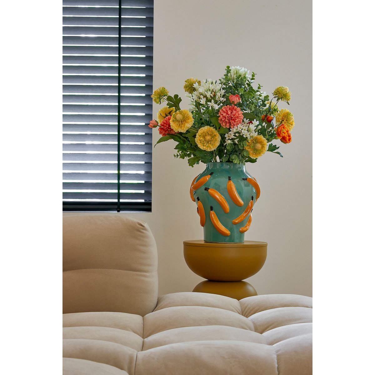 Moza Vaas - H30 x Ø27 cm - Keramiek - Groen, Geel-vazen-Mica Decorations-Ik Hout ervan.