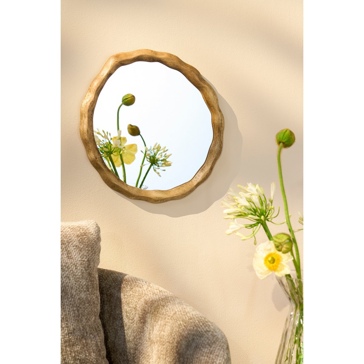 Nick Wandspiegel - L36 x B2 x H38 cm - FSC 100% - Mangohout - Donkerbruin-Ronde spiegels-Mica Decorations-Ik Hout ervan.