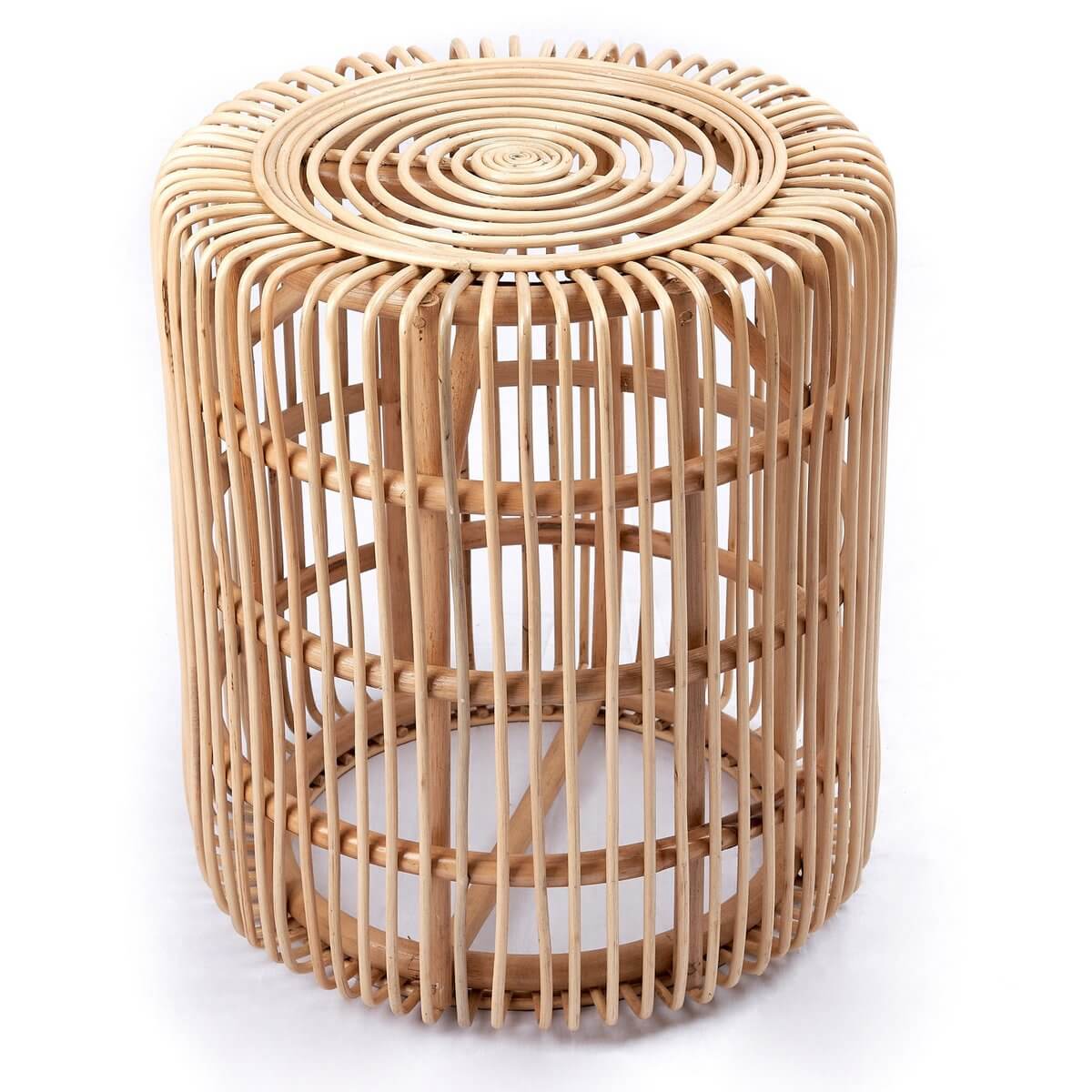 Duurzame rotan bijzettafel ALAMAYA, 50 cm doorsnede, ideaal als banktafel. Handgemaakt en plasticvrij. Gratis verzending boven €350.