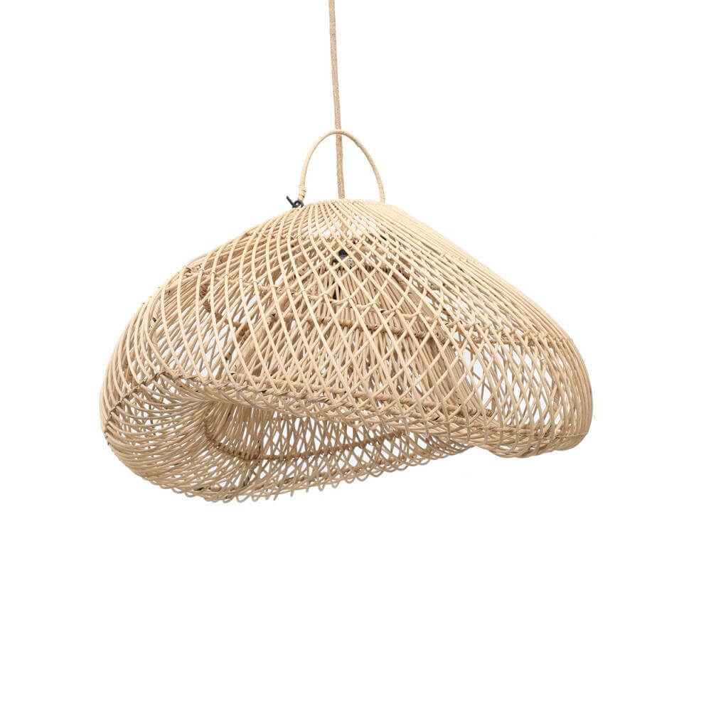 Rotan hanglamp The Cloud XXL in wolkvorm, boho ontwerp, handgemaakt, geschikt voor woonkamer of slaapkamer, natuurlijk en elegant.
