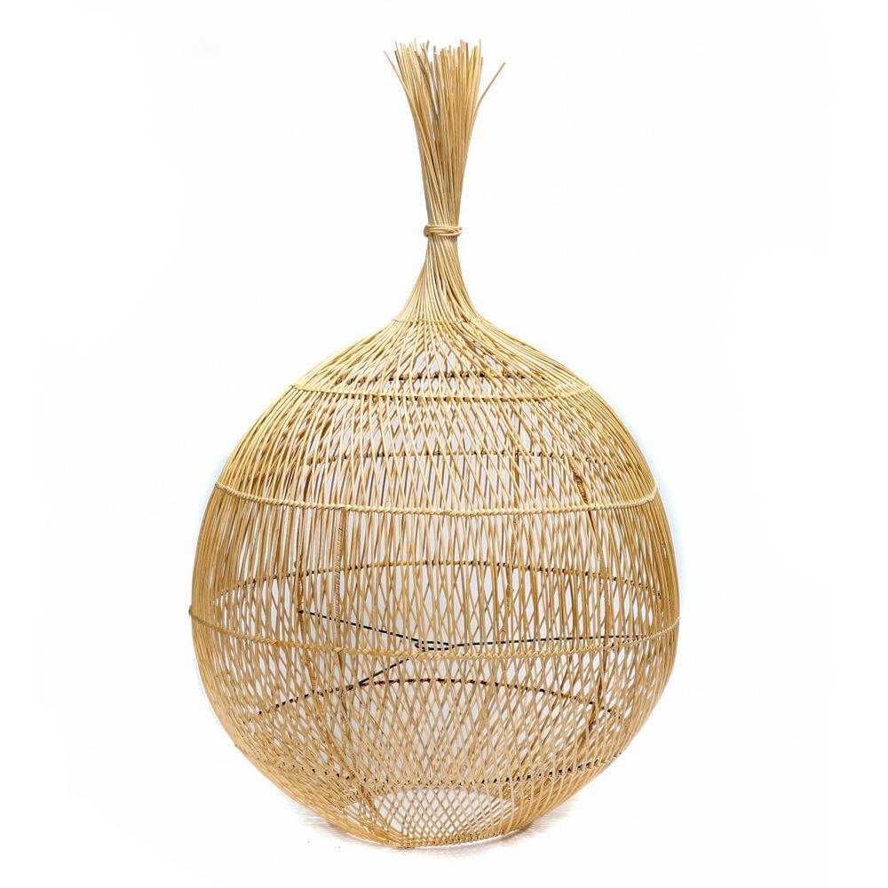 Rotan hanglamp The Wonton met bohemian uitstraling, handgevlochten voor warme en gezellige interieurs.