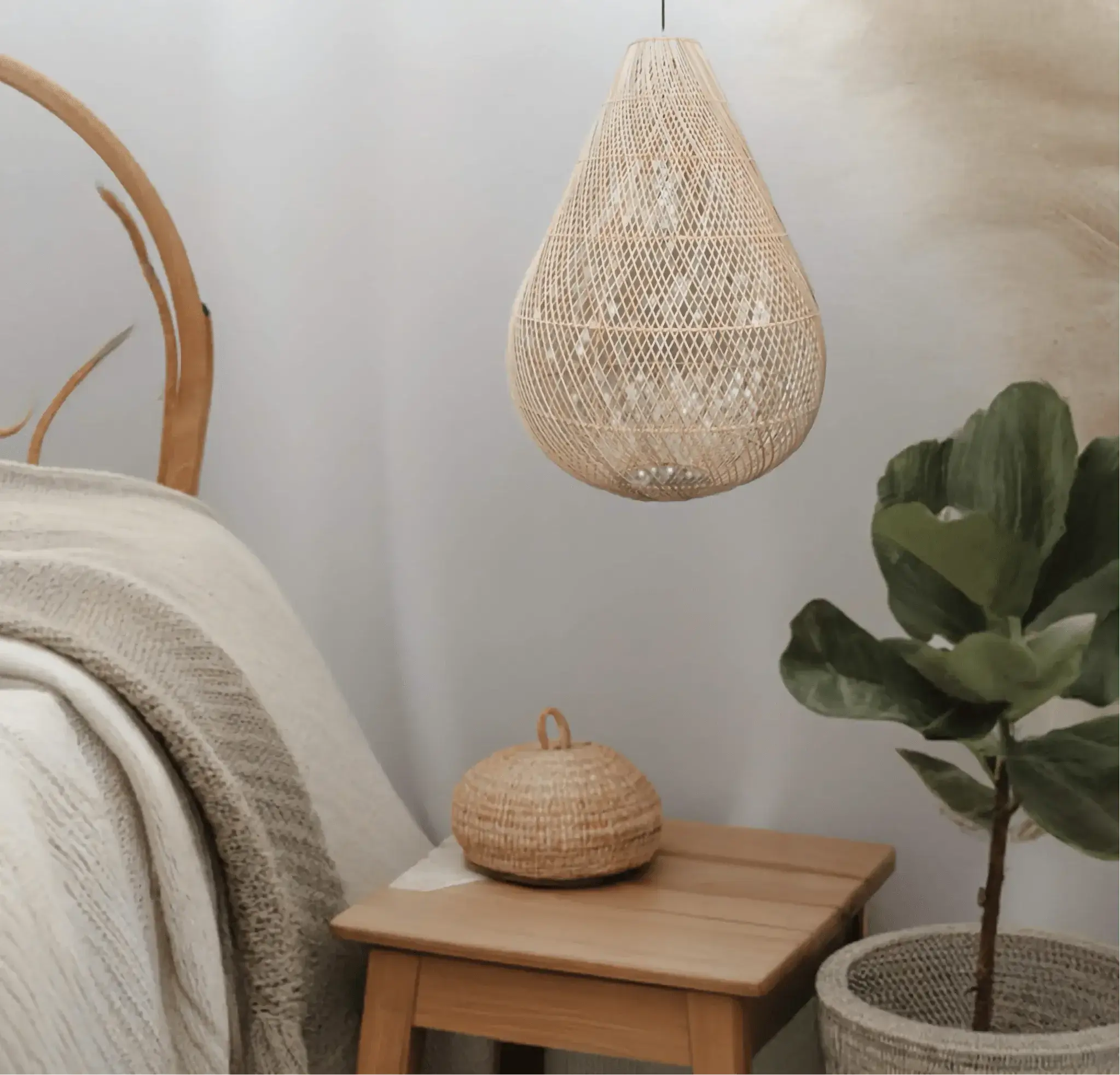 Rotan hanglamp druppelvormige naturel ♥