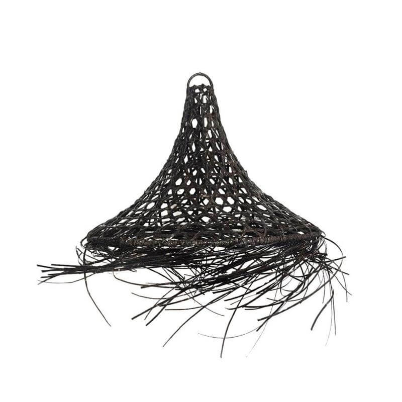 Rotan hanglamp zwart Yao met bohemian uitstraling, ideaal voor een ontspannen Ibiza sfeer thuis.