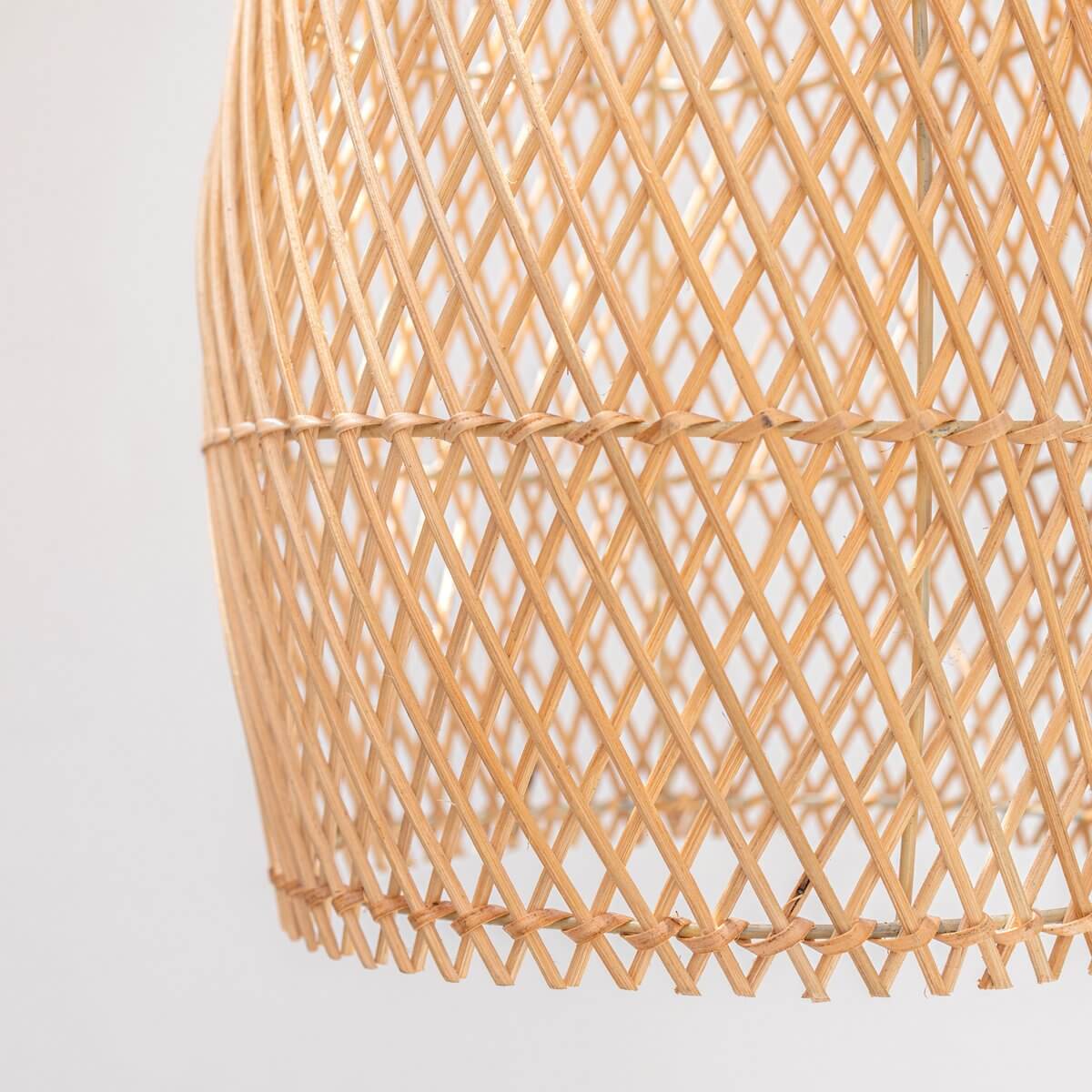 Rotan plafondlamp Boho lampenkap TABUNG, duurzaam en handgemaakt, 24x42 cm, verspreidt warm licht, plasticvrije verpakking