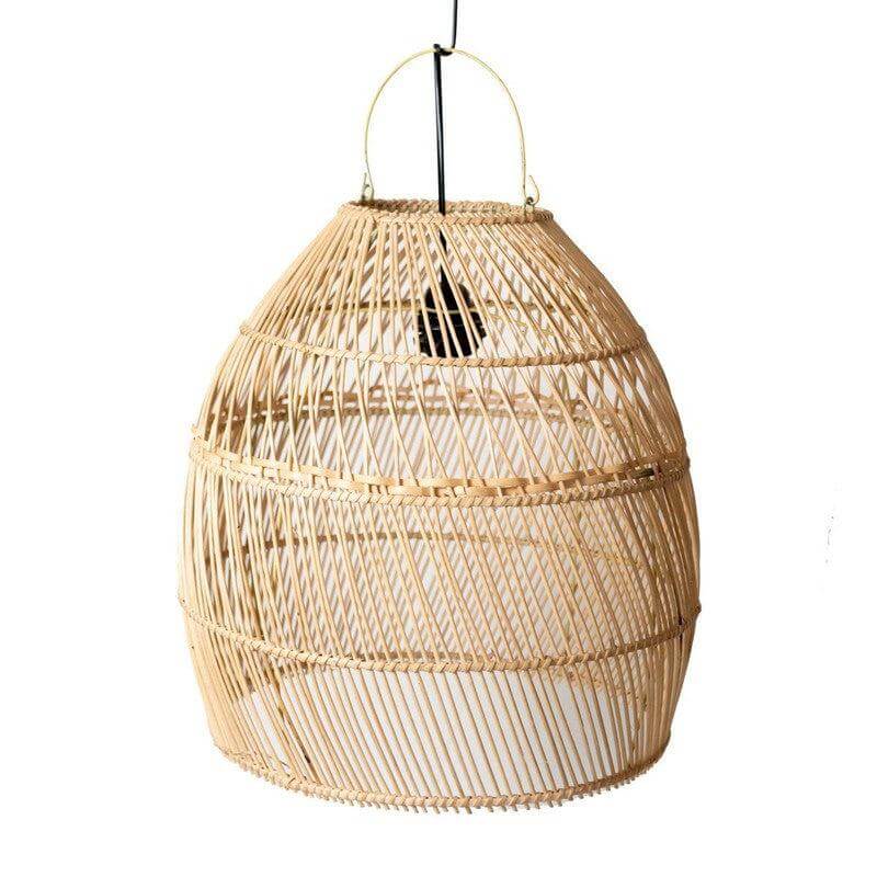 Rotanlamp SEMINYAK, 40 cm breed, handgemaakt van duurzaam rotan voor een boho chique stijl, fair trade, plasticvrije verpakking