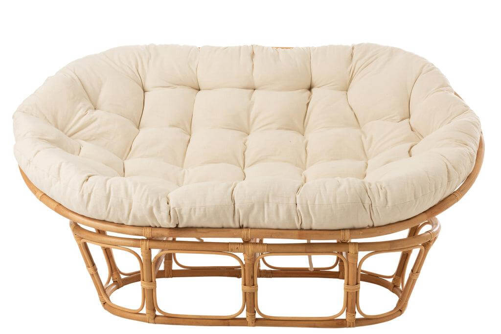 Love Seat Wit Kussen & Rotan J-Line Seat Roni With Cushion Rattan Natural/White Width 110 Height 75 Length 173 Weight 19.9 kg Collection Zomer 2021 Colour Natural Material composition Rattan(100%) Max seating weight 240 Mounting required Yes