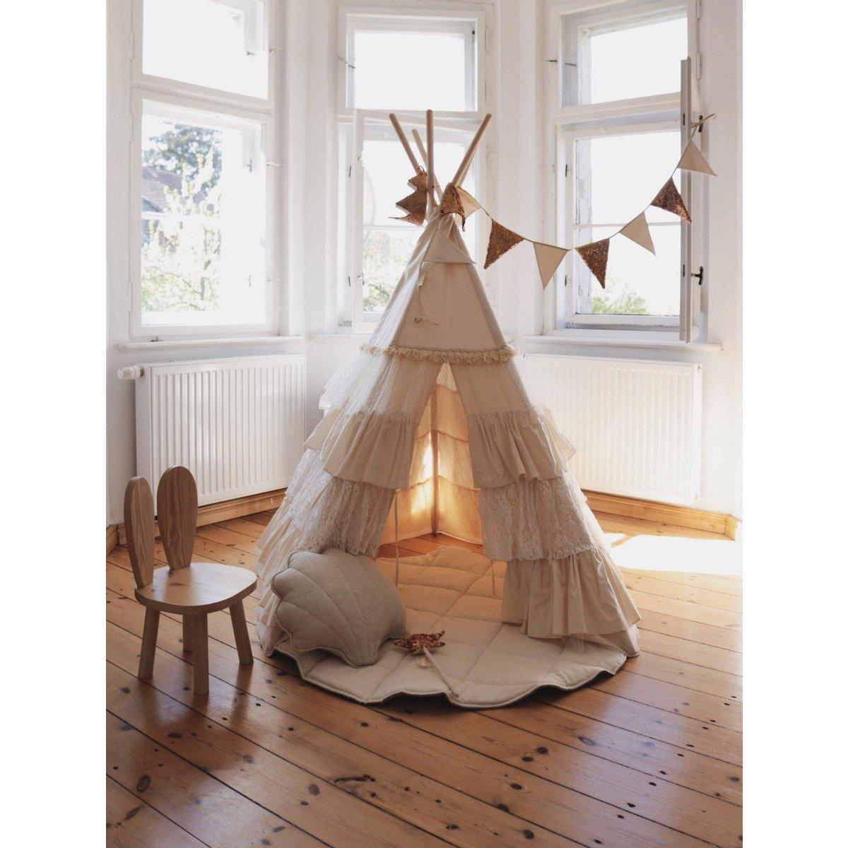 Set "Shabby Chic" tipi met ruches en bladmatten "White".-Moi Mili-Ik Hout ervan.