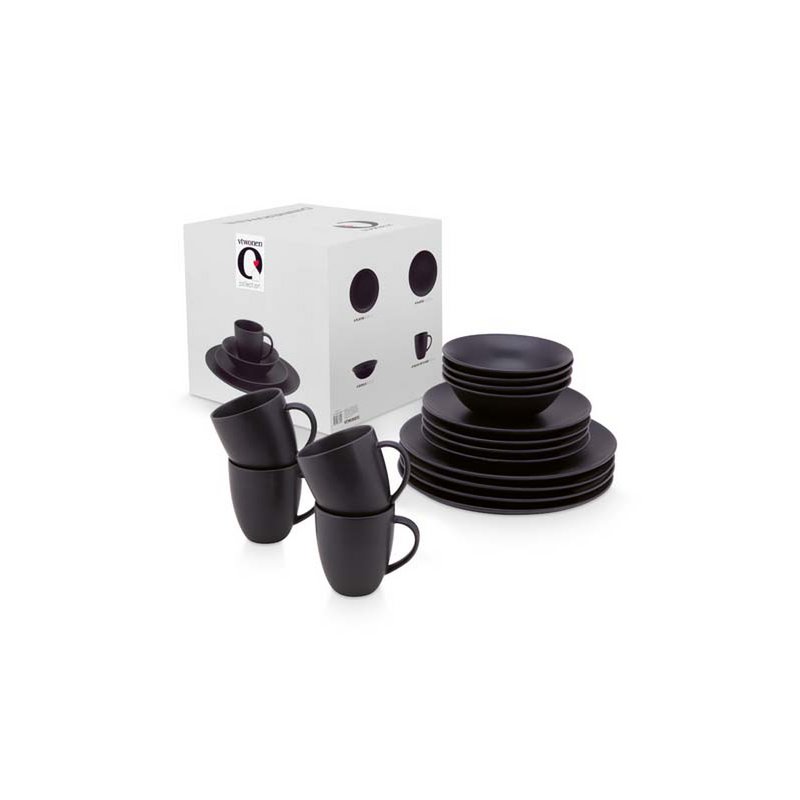 Set/16 Dinnerware Raw Matt Black-vtwonen-Ik Hout ervan.