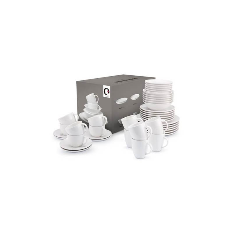 Set van 36 wit porselein servies, Klassiek design van vtwonen. Perfect voor een nette tafelsetting. Alleen Nederlands markt.