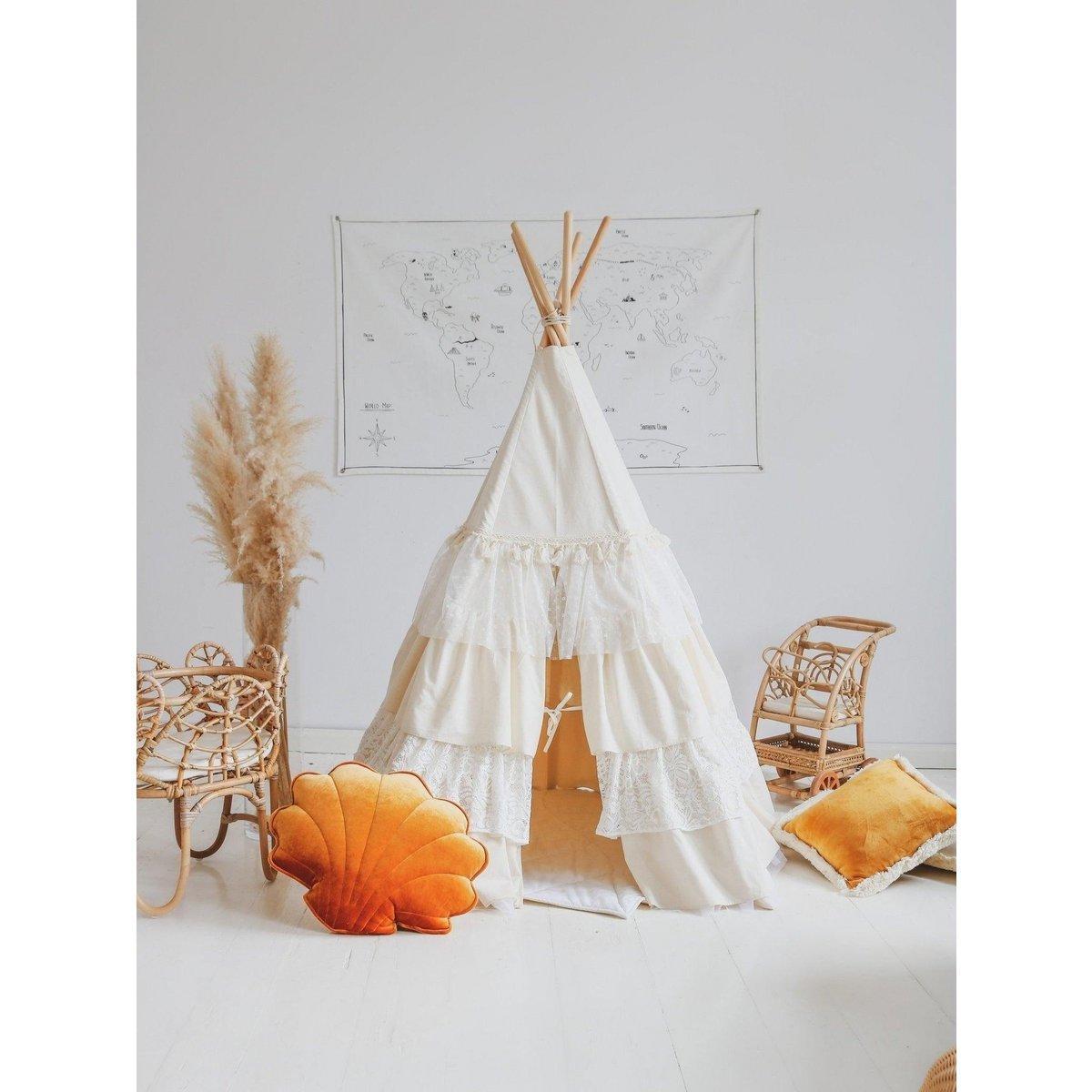 "Shabby Chic" Tipi-tent met ruches-Moi Mili-Ik Hout ervan.