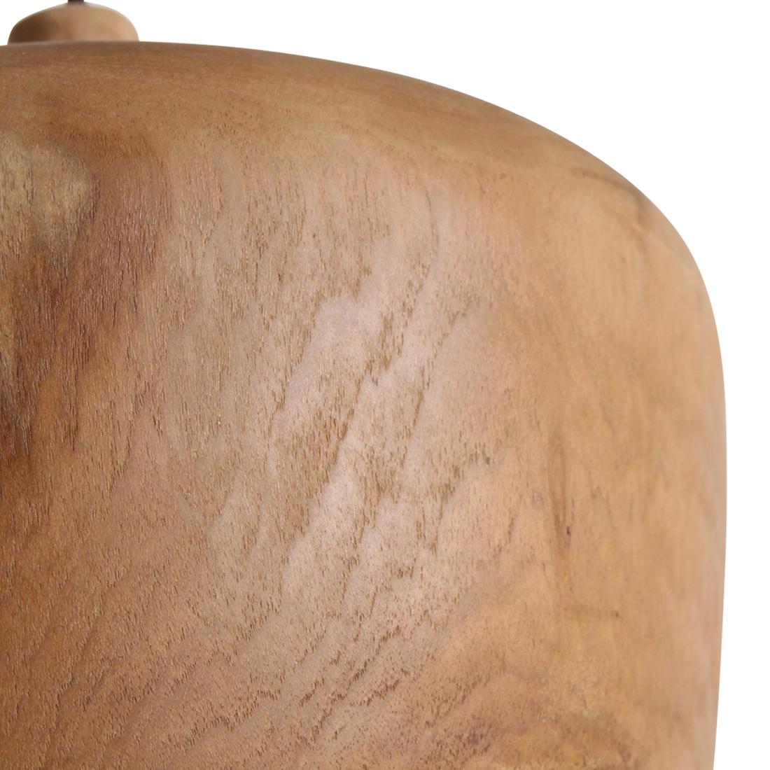Zijaanzicht van teakhouten hanglamp sirocco dome bruin 30 cm