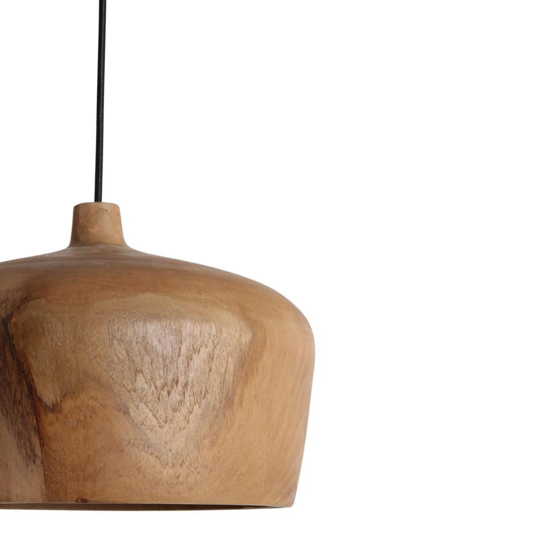 Detail van het materiaal van teakhouten hanglamp sirocco dome bruin 30 cm
