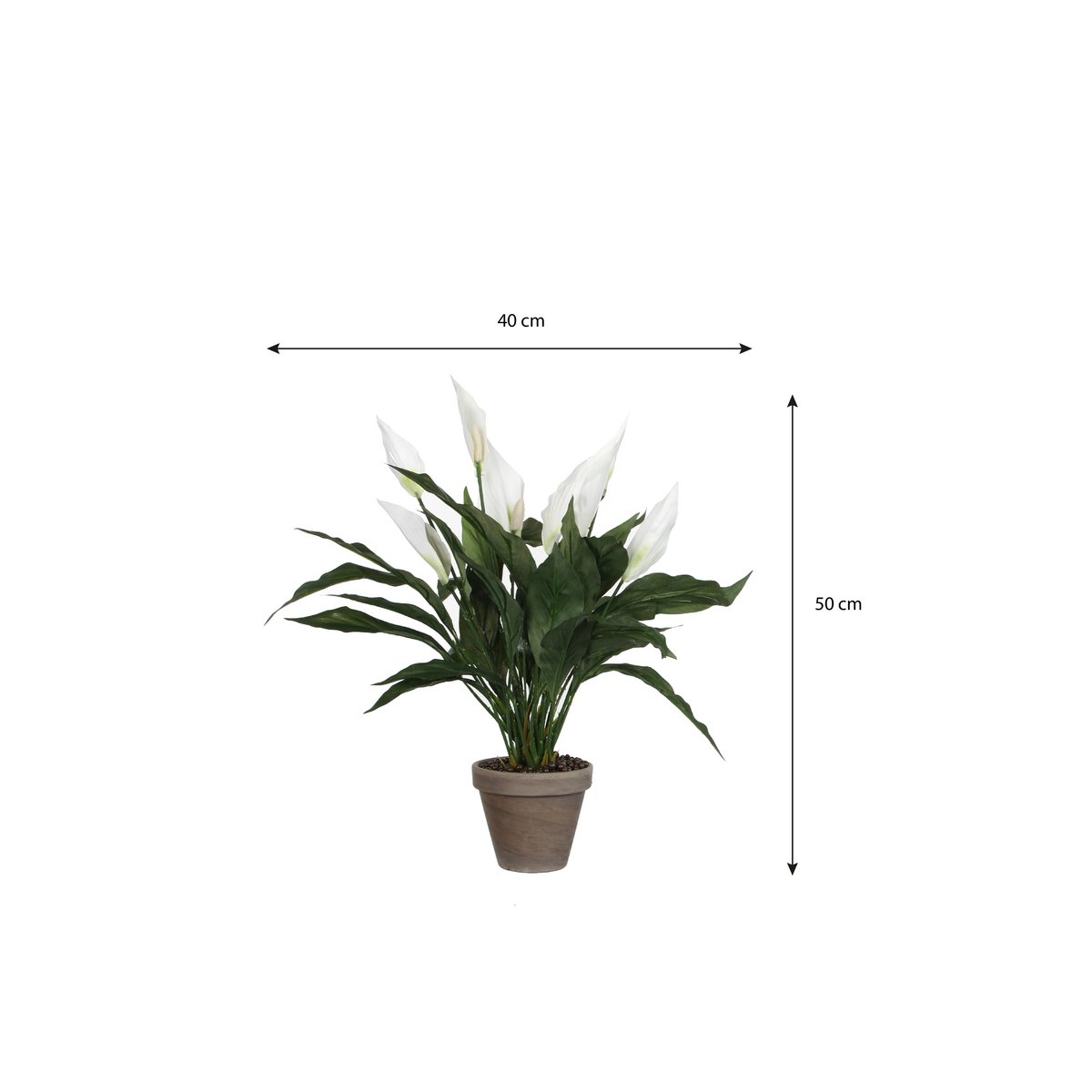 Spathiphyllum Kunstplant in Bloempot Stan - H50 x Ø40 cm - Wit-Mica Decorations-Ik Hout ervan.