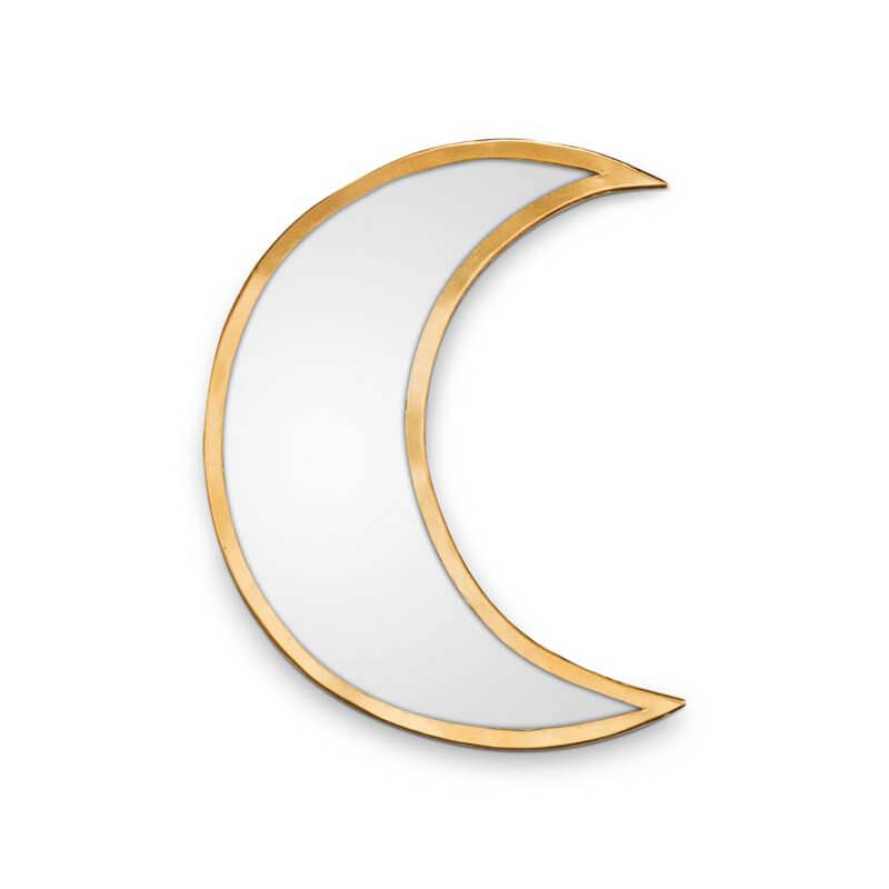 Bohemian style gold crescent moon mirror, 30cm, by vtwonen. Elegant metal design for Dutch & Belgian markets.