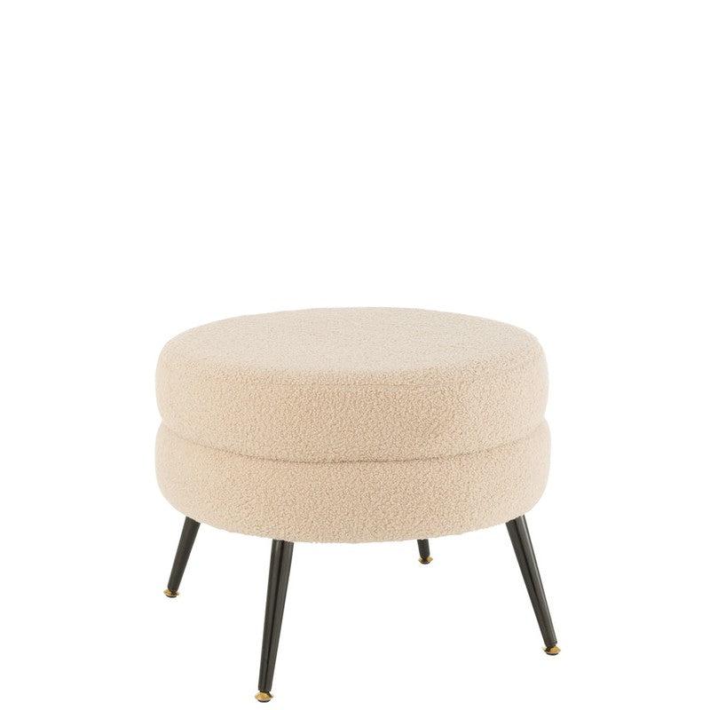 Ronde stoel Velvet Beige J-Line Stool Round Metal Legs Velvet Warm Beige Width 52 Height 43 Length 52 Weight 4.7 kg Collection Winter 2023 Colour Beige Material composition Mdf(30%),metal(10%),velvet(30%),sponge(30%) Seat height 42 Mounting required Yes