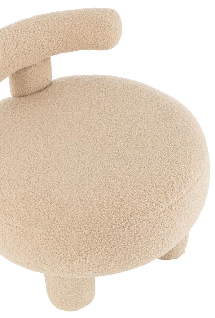 Ronde Boucle stoel Warm Beige J-Line Stool Round With Chairback Bouclé Warm Beige Width 52 Height 49 Length 52 Weight 5.22 kg Collection Winter 2023 Colour Beige Material composition Mdf(40%),sponge(30%),velvet(30%) Seat height 28