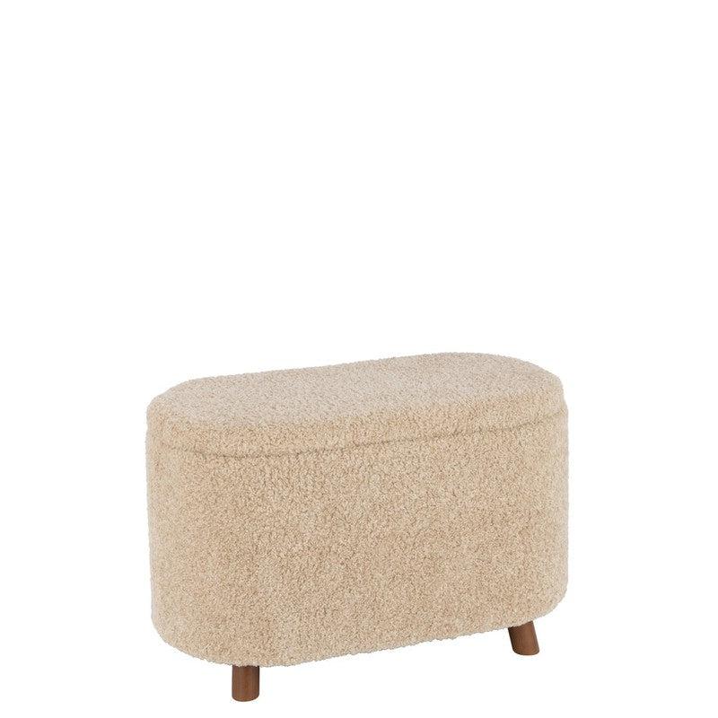 Stoel 'Teddy' J-Line Stool Storage Teddy Polyester Beige Width 40 Height 48 Length 80 Weight 10.1 kg Collection Winter 2023 Colour Beige Material composition Polyester(100%)