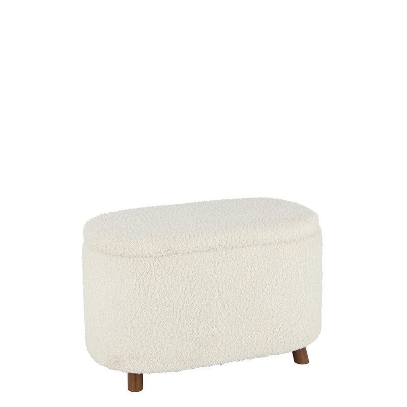 Stool Storage Teddy Polyester White J-Line Stool Storage Teddy Polyester White Width 40 Height 48 Length 80 Weight 10.1 kg Collection Winter 2023 Colour White Material composition Polyester(100%)